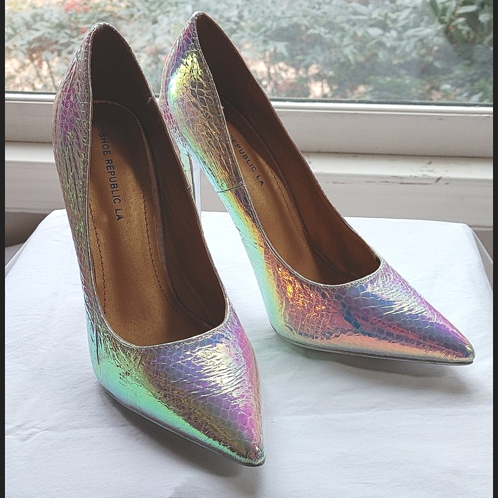 Iridescent Snakeskin High Heels